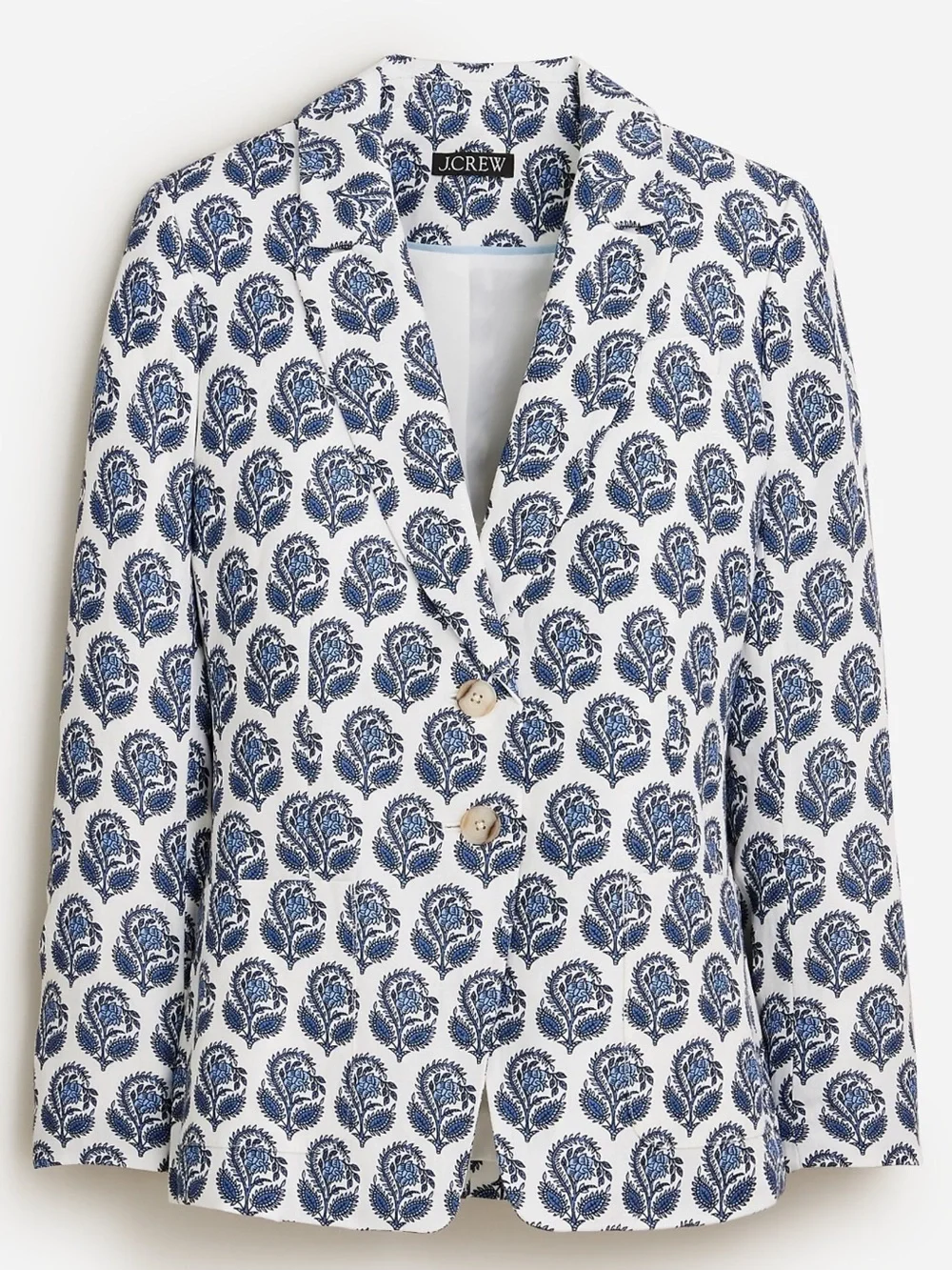 Helena Blazer In Bouquet Block Print Chelsea Linen-cupro Blend Size 20